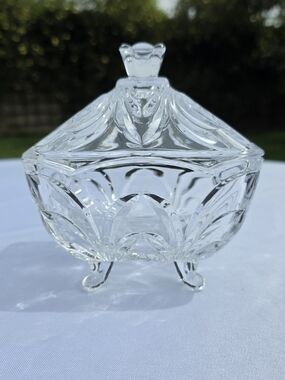 Godinger Crystal Covered Candy Dish | Footed Trinket Box with Lid